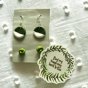 Artisan Polymer clay earring set. New.